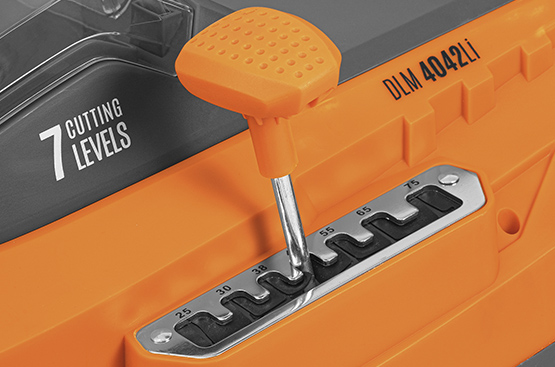 7 ступенчатая регулировка высоты кошения от 25 до 75 мм позволяет выбрать оптимальную высоту травы, в зависимости от назначения газона.